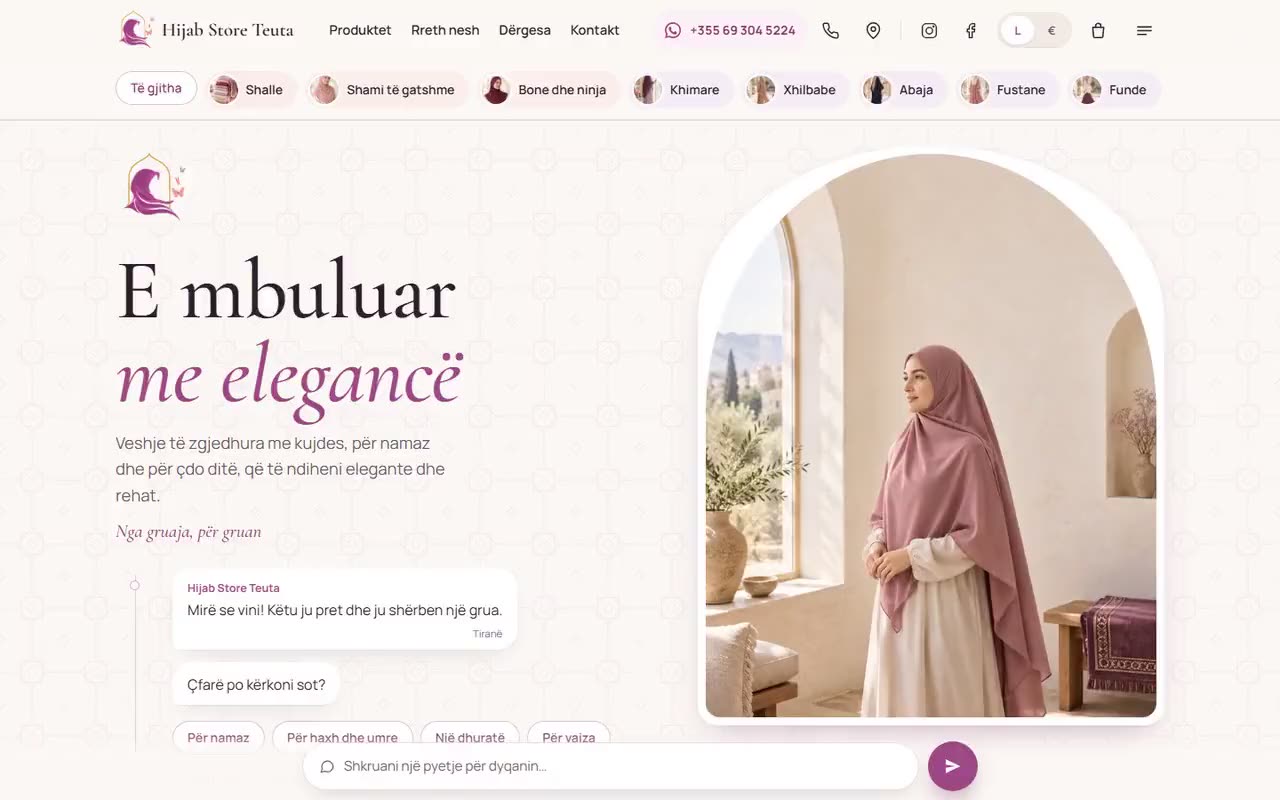 Hijab Store Teuta në kompjuter, regjistrim ekrani